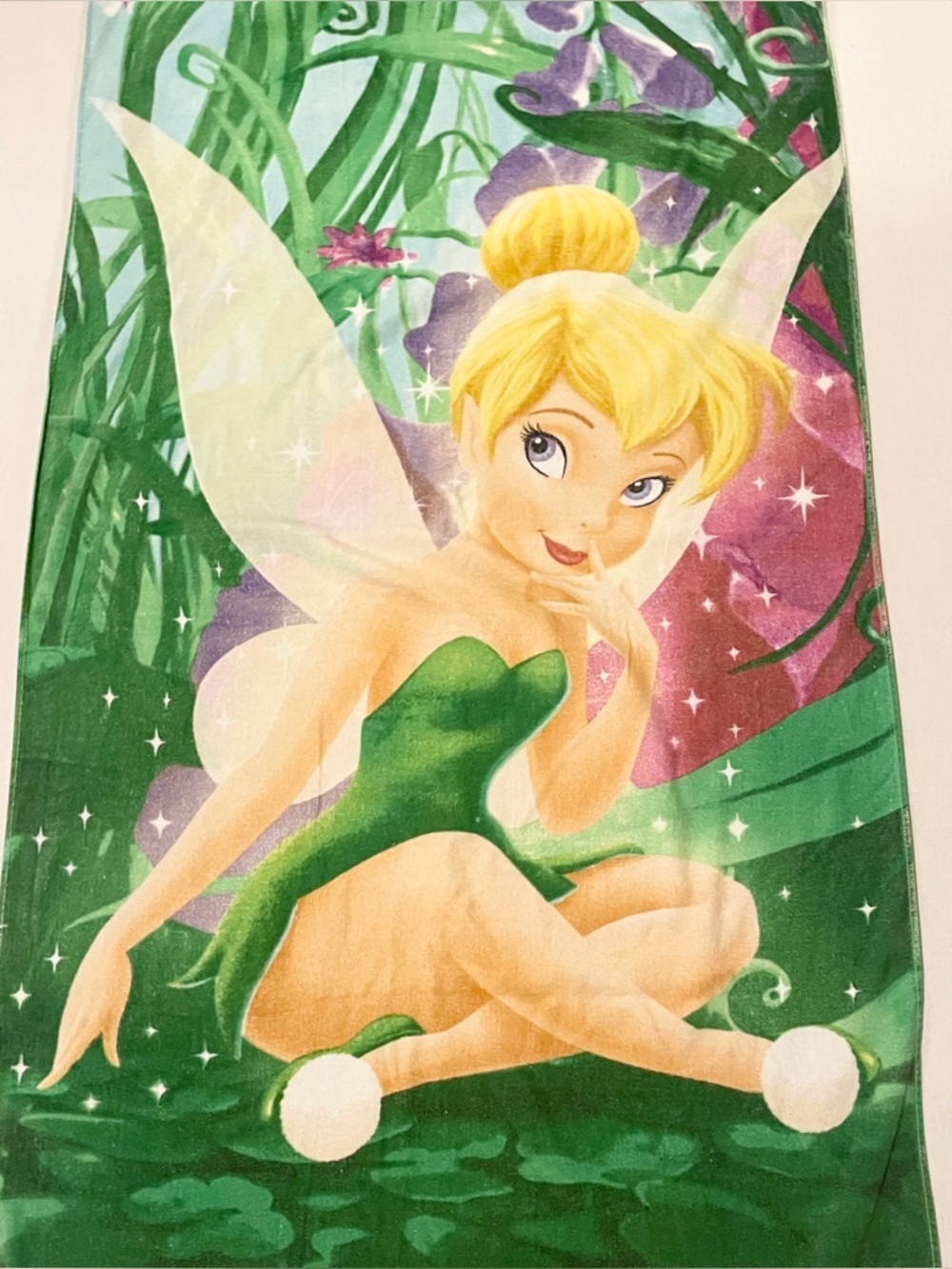 Vintage Disney Store Tinker Bell Beach Towel 100% Cotton Flaws